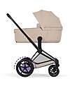 Cybex e-Priam Duo Comfort Matt Black Frame with Seat and Foldable Carrycot Cozy Beige Foot Board