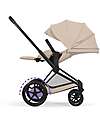 Cybex e-Priam Duo Comfort Matt Black Frame with Seat and Foldable Carrycot Cozy Beige Foot Board