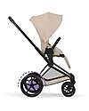 Cybex e-Priam Duo Comfort Matt Black Frame with Seat and Foldable Carrycot Cozy Beige Foot Board