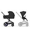 Cybex e-Priam Duo Comfort Matt Black Frame with Seat and Foldable Carrycot Sepia Black Foot Board