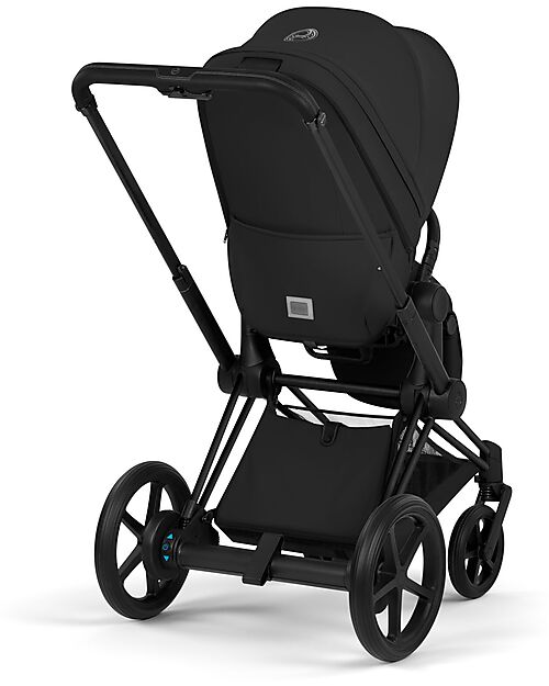 Cybex e-Priam Duo Comfort Matt Black Frame with Seat and Foldable Carrycot Sepia Black Foot Board