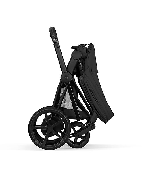 Cybex e-Priam Duo Comfort Matt Black Frame with Seat and Foldable Carrycot Sepia Black Foot Board