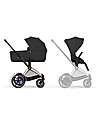 Cybex e-Priam Duo Comfort Rosegold Frame with Seat and Foldable Carrycot Sepia Black Foot Board