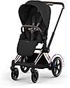 Cybex e-Priam Duo Comfort Rosegold Frame with Seat and Foldable Carrycot Sepia Black Foot Board