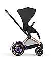 Cybex e-Priam Duo Comfort Rosegold Frame with Seat and Foldable Carrycot Sepia Black Foot Board