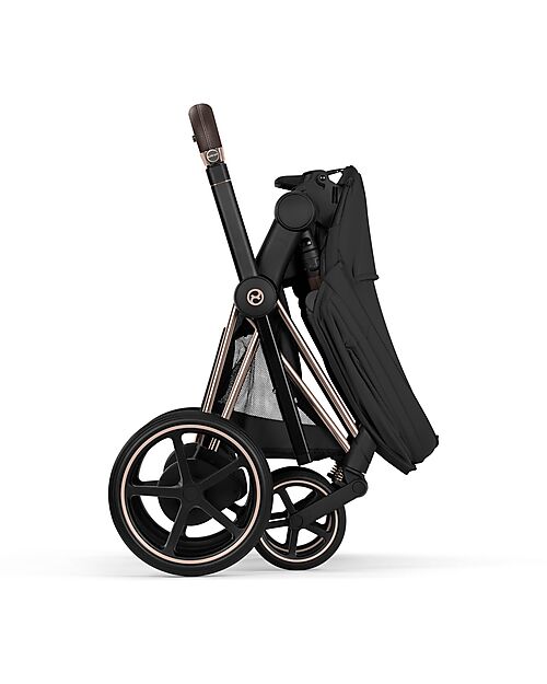 Cybex e-Priam Duo Comfort Rosegold Frame with Seat and Foldable Carrycot Sepia Black Foot Board