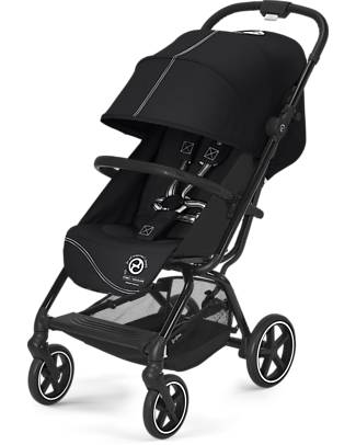 Cybex Eezy S+ 2 Stroller - Moon Black/Black - from Birth - Outstanding Mobility! Lights Strollers