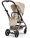 Cybex Eezy S Twist + 2 Stroller - Almond Beige - Black Frame - 360° Rotating Seat Lights Strollers