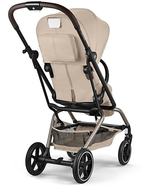 Cybex Eezy S Twist + 2 Stroller - Almond Beige - Black Frame - 360° Rotating Seat Lights Strollers