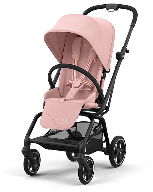 Cybex Eezy S Twist+ 2 Stroller - Candy Pink - Black Frame - 360° Rotating Seat Pushchairs