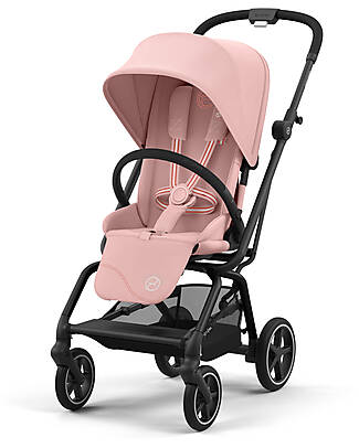 Cybex Eezy S Twist+ 2 Stroller - Candy Pink - Black Frame - 360° Rotating Seat Pushchairs