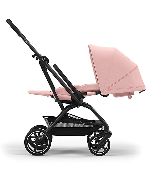 Cybex Eezy S Twist+ 2 Stroller - Candy Pink - Black Frame - 360° Rotating Seat Pushchairs