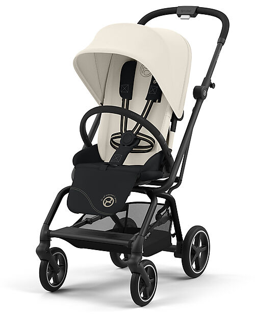 Cybex Eezy S Twist+ 2 Stroller - Canvas White - Black Frame - 360° Rotating Seat Pushchairs
