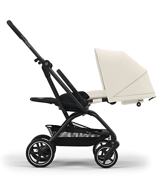 Cybex Eezy S Twist+ 2 Stroller - Canvas White - Black Frame - 360° Rotating Seat Pushchairs