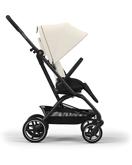 Cybex Eezy S Twist+ 2 Stroller - Canvas White - Black Frame - 360° Rotating Seat Pushchairs