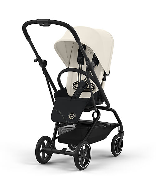 Cybex Eezy S Twist+ 2 Stroller - Canvas White - Black Frame - 360° Rotating Seat Pushchairs