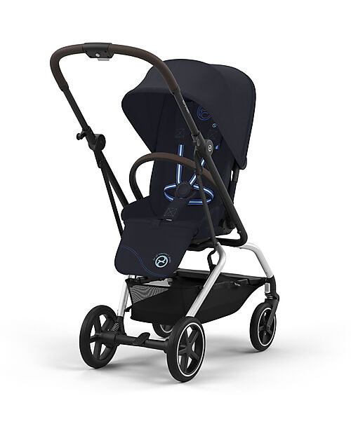 Cybex Eezy S Twist+ 2 Stroller - Dark Blue - Silver Frame - 360° Rotating Seat Pushchairs