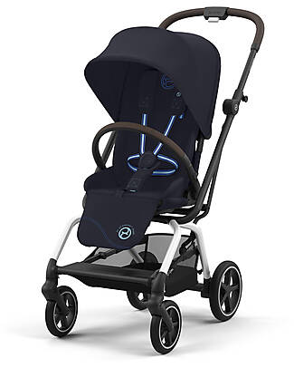 Cybex Eezy S Twist+ 2 Stroller - Dark Blue - Silver Frame - 360° Rotating Seat Pushchairs