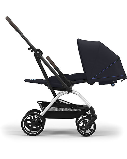 Cybex Eezy S Twist+ 2 Stroller - Dark Blue - Silver Frame - 360° Rotating Seat Pushchairs