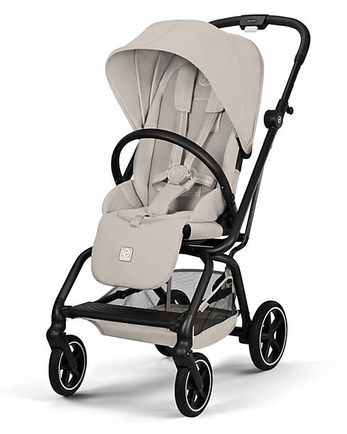 Cybex Eezy S Twist + 2 Stroller - Dune Grey - Black Frame - 360° Rotating Seat Lights Strollers