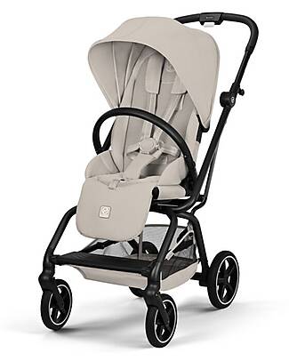 Cybex Eezy S Twist + 2 Stroller - Dune Grey - Black Frame - 360° Rotating Seat Lights Strollers