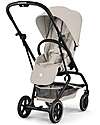 Cybex Eezy S Twist + 2 Stroller - Dune Grey - Black Frame - 360° Rotating Seat Lights Strollers