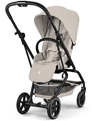 Cybex Eezy S Twist + 2 Stroller - Dune Grey - Black Frame - 360° Rotating Seat Lights Strollers