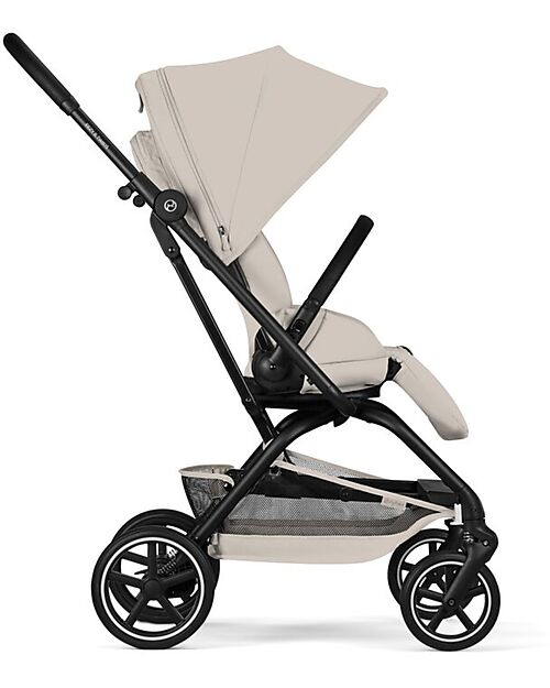Cybex Eezy S Twist + 2 Stroller - Dune Grey - Black Frame - 360° Rotating Seat Lights Strollers