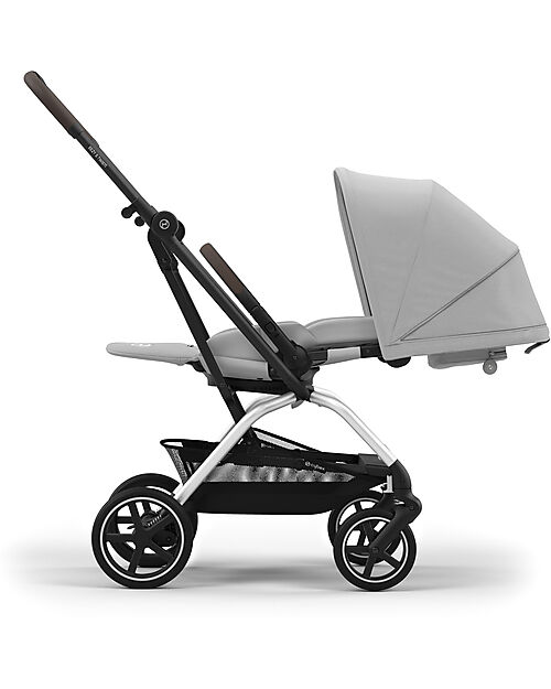 Cybex Eezy S Twist+ 2 Stroller - Fog Grey - Silver Frame - 360° Rotating Seat Pushchairs