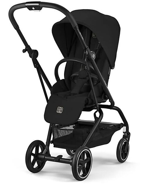 Cybex Eezy S Twist + 2 Stroller - Magic Black - Black Frame - 360° Rotating Seat Lights Strollers