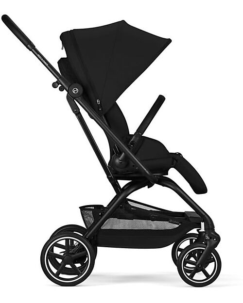 Cybex Eezy S Twist + 2 Stroller - Magic Black - Black Frame - 360° Rotating Seat Lights Strollers