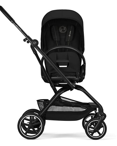 Cybex Eezy S Twist + 2 Stroller - Magic Black - Black Frame - 360° Rotating Seat Lights Strollers