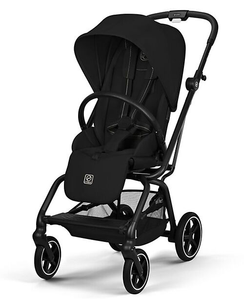 Cybex Eezy S Twist + 2 Stroller - Magic Black - Black Frame - 360° Rotating Seat Lights Strollers