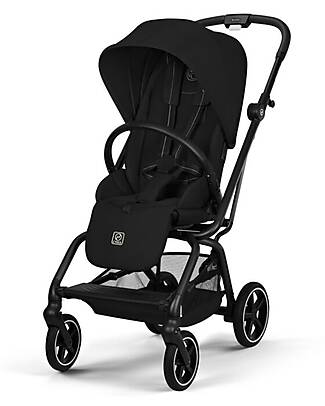 Cybex Eezy S Twist + 2 Stroller - Magic Black - Black Frame - 360° Rotating Seat Lights Strollers