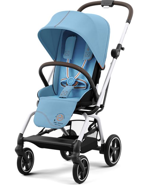Cybex Eezy S Twist+ 2 Stroller - Plus Version - Beach Blue/Turquoise - 360° Rotating Seat - from Birth Lights Strollers