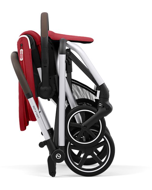 Cybex Eezy S Twist+ 2 Stroller - Plus Version - Hibiscus Red/Red - 360° Rotating Seat - from Birth Lights Strollers