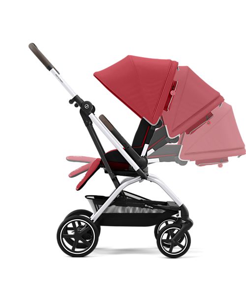 Cybex Eezy S Twist+ 2 Stroller - Plus Version - Hibiscus Red/Red - 360° Rotating Seat - from Birth Lights Strollers
