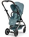 Cybex Eezy S Twist + 2 Stroller - Stormy Blue - Black Frame - 360° Rotating Seat Lights Strollers