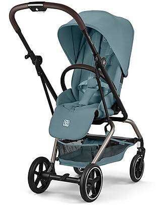 Cybex Eezy S Twist + 2 Stroller - Stormy Blue - Black Frame - 360° Rotating Seat Lights Strollers