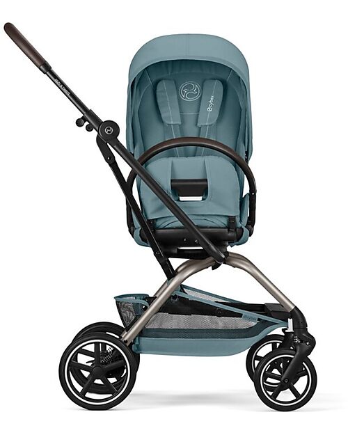 Cybex Eezy S Twist + 2 Stroller - Stormy Blue - Black Frame - 360° Rotating Seat Lights Strollers