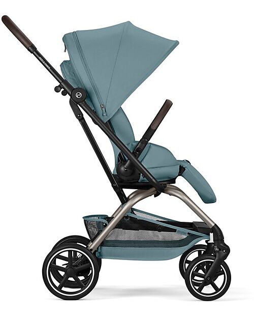 Cybex Eezy S Twist + 2 Stroller - Stormy Blue - Black Frame - 360° Rotating Seat Lights Strollers