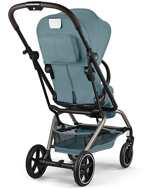 Cybex Eezy S Twist + 2 Stroller - Stormy Blue - Black Frame - 360° Rotating Seat Lights Strollers