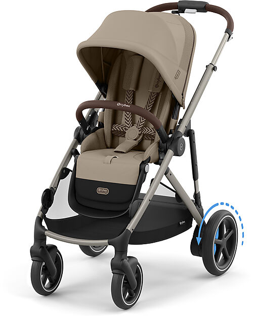 Cybex Electric Stroller E-Gazelle S - Almond Beige - from Birth to 4 Years - Multifunctional Double Pushchairs
