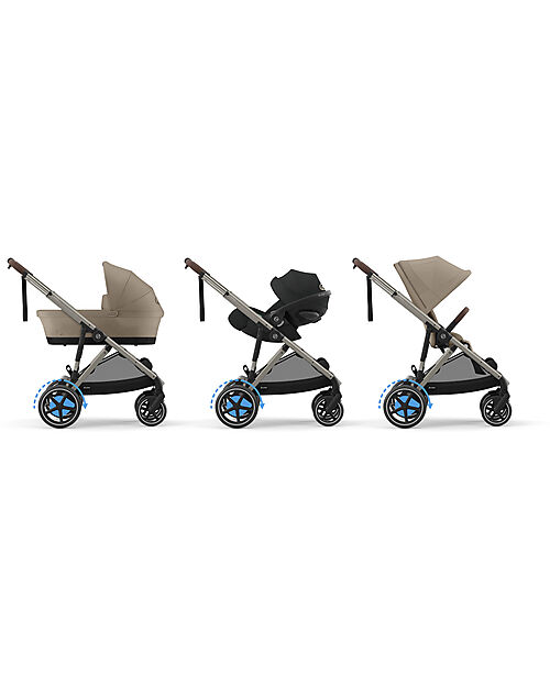 Cybex Electric Stroller E-Gazelle S - Almond Beige - from Birth to 4 Years - Multifunctional Double Pushchairs