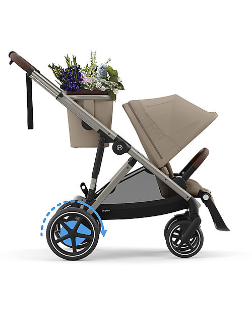 Cybex Electric Stroller E-Gazelle S - Almond Beige - from Birth to 4 Years - Multifunctional Double Pushchairs