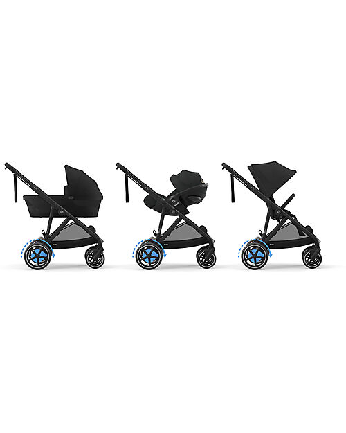 Cybex Electric Stroller E-Gazelle S - Black - from Birth to 4 Years - Multifunctional Double Pushchairs