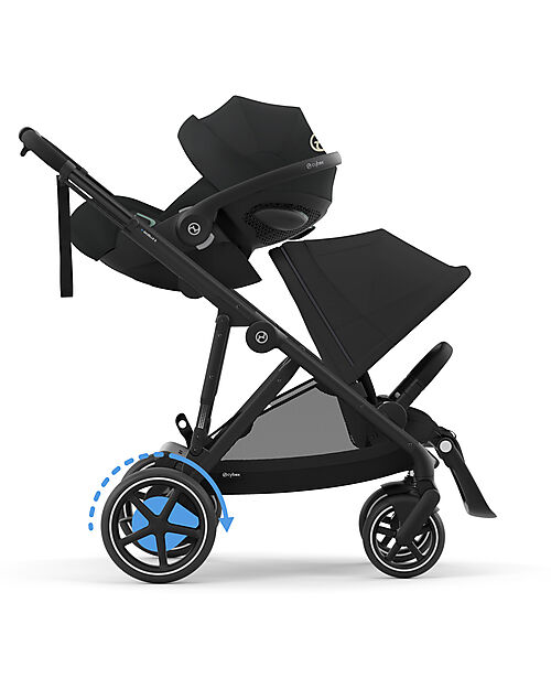 Cybex Electric Stroller E-Gazelle S - Black - from Birth to 4 Years - Multifunctional Double Pushchairs