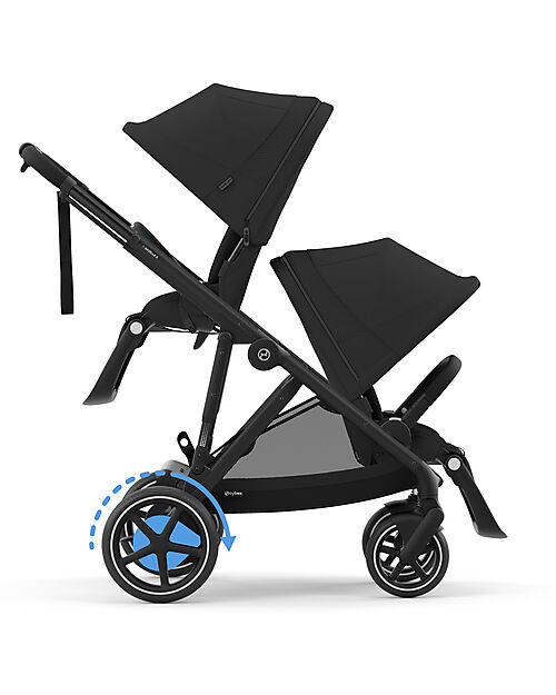 Cybex Electric Stroller E-Gazelle S - Black - from Birth to 4 Years - Multifunctional Double Pushchairs