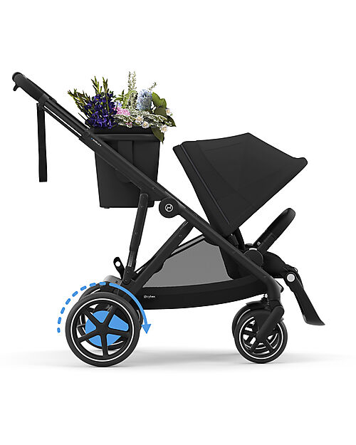 Cybex Electric Stroller E-Gazelle S - Black - from Birth to 4 Years - Multifunctional Double Pushchairs