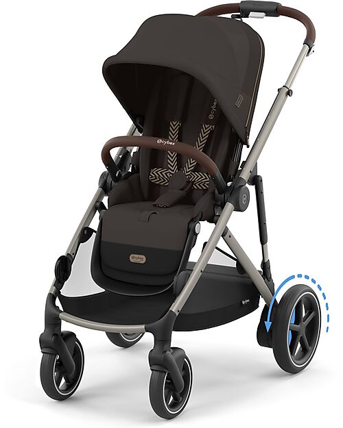 Cybex Electric Stroller E-Gazelle S - Chocolate Brown - from Birth to 4 Years - Multifunctional Double Pushchairs